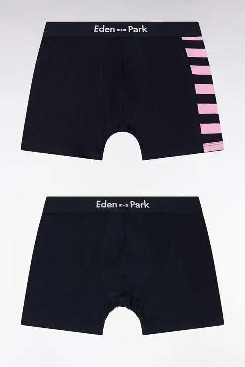 Eden Park - Lot de deux boxers marine et rose détails cerclés